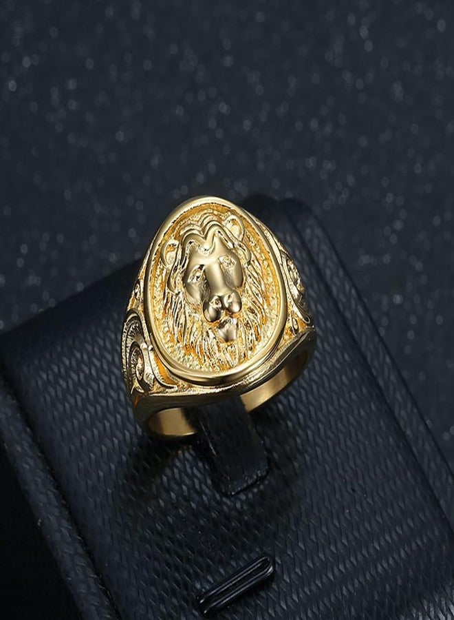 JWM Stainless Steel Lion Rings Golden Large Animal Rings for Men Women Adults, Cocktail Party Rings, Delicate Packaging (8) - Image 2